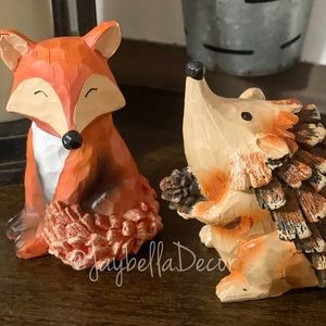 2 Woodland Animal Figurines for Fall Decor